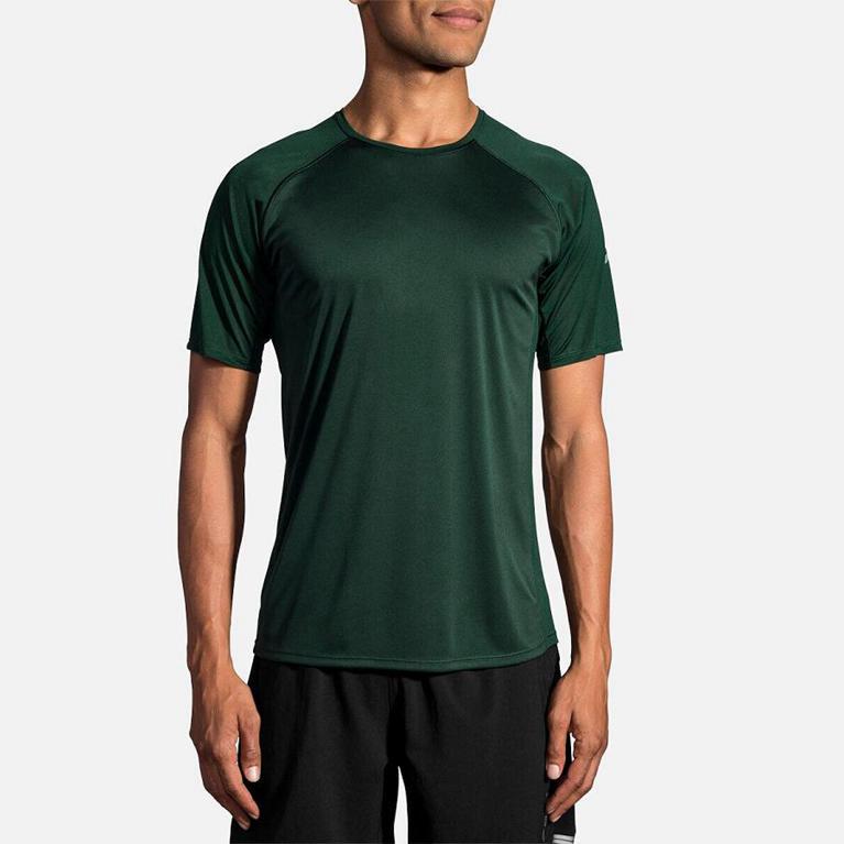 Brooks Stealth Short Sleeve Running Shirt - Men's - Green (45387-WOZR)